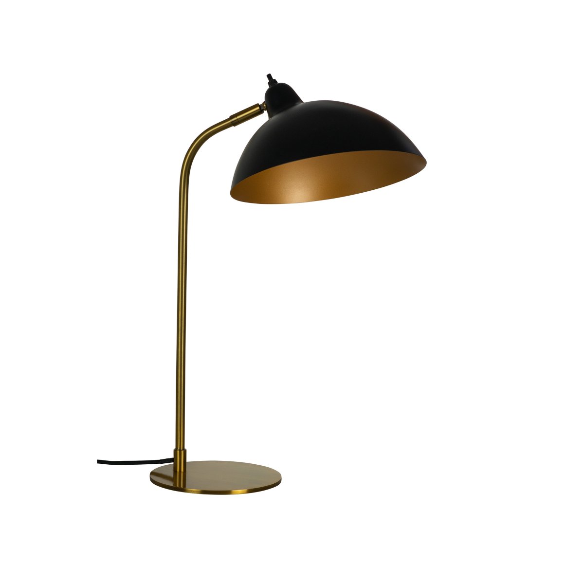 Futura 55cm Messing bordlampe Fra Dyberg Larsen - Den svarte overflaten og den antikkfargede innsiden av skjermen sprer et varmt lys og skaper en koselig atmosf&aelig;re i hjemmet.