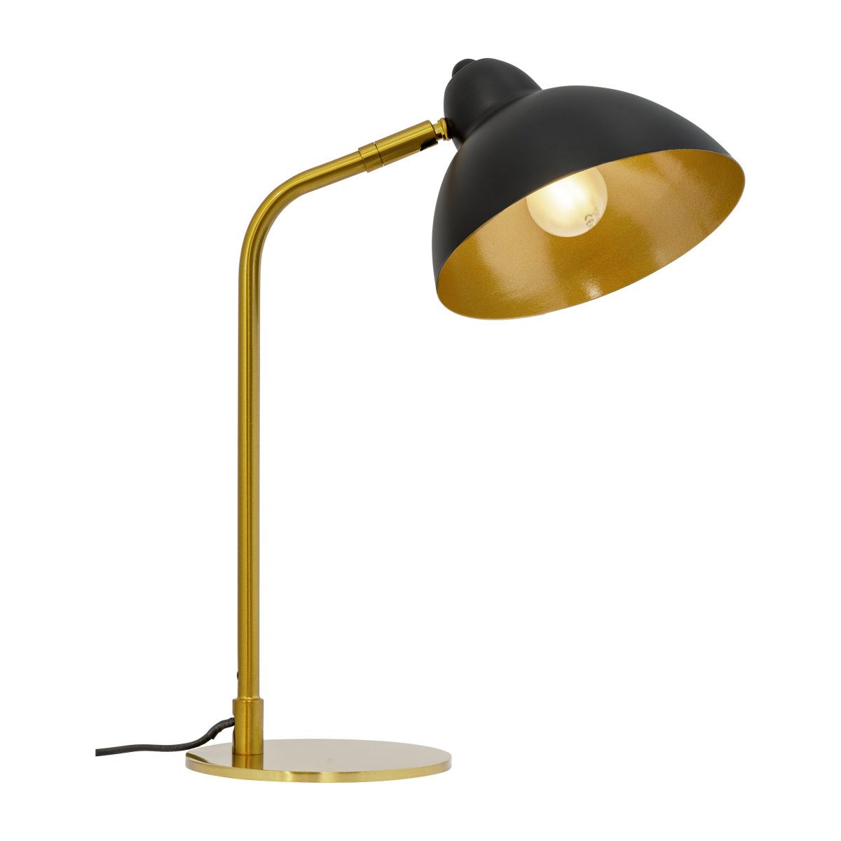Futura 40cm Messing skrivebordslampe Fra Dyberg Larsen - Futura er en stilig bordlampe i messing og sort, en perfekt kombinasjon av klassisk design og moderne funksjon.