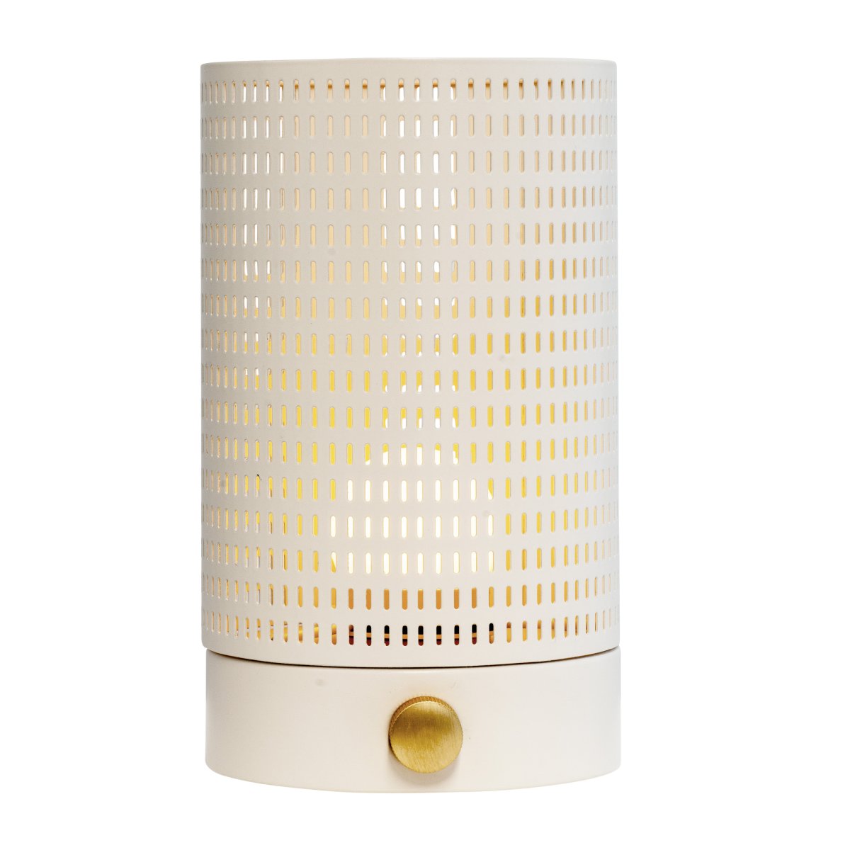 Mesh 20cm Hvit bærbar Fra Dyberg Larsen - Den kan brukes b&aring;de innend&oslash;rs og utend&oslash;rs, og sprer et vakkert lys gjennom sitt elegante metallnett.