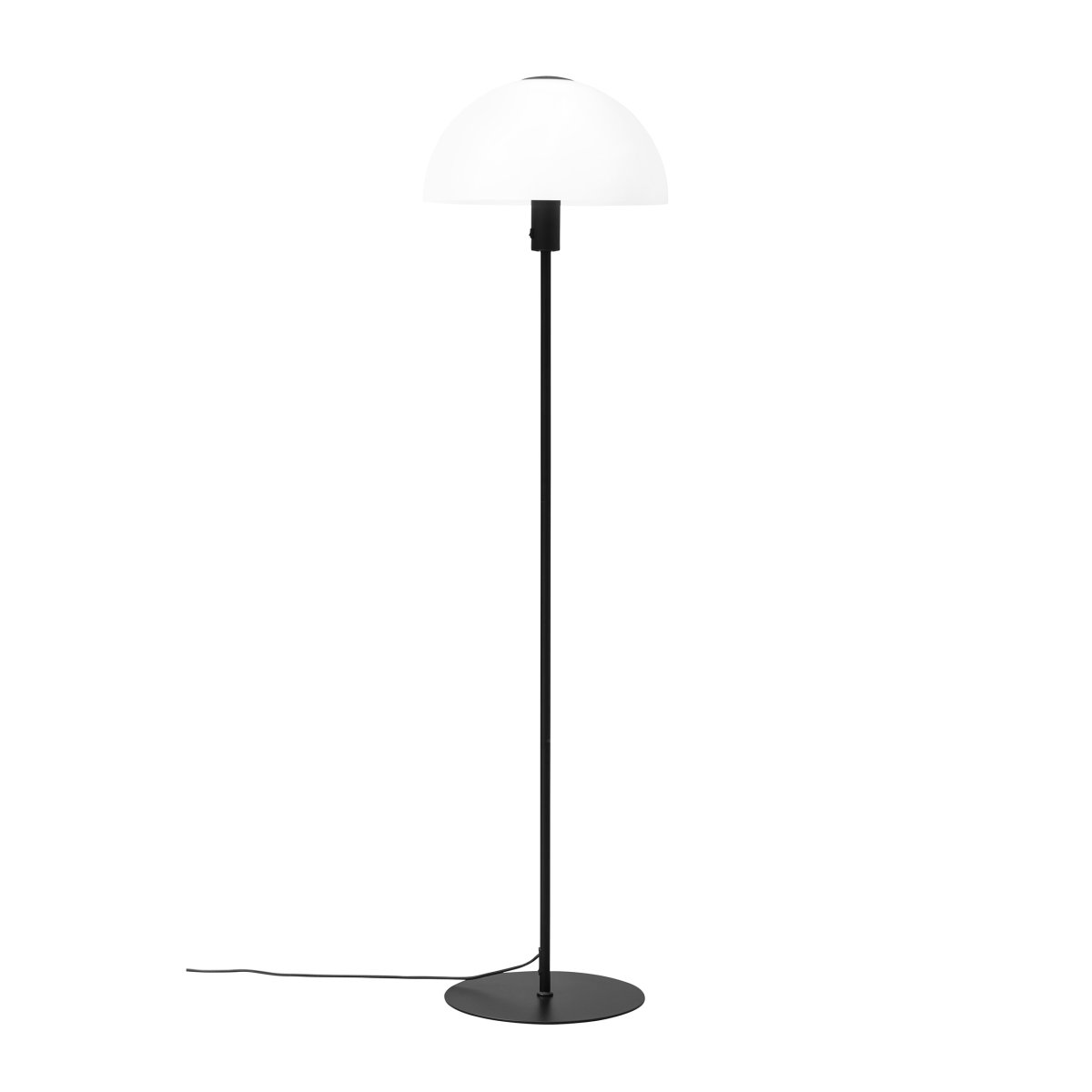 Jazz Svart gulvlampe Fra Dyberg Larsen - Gulvlampe i opalhvitt glass med sokkel i matt sort metall.