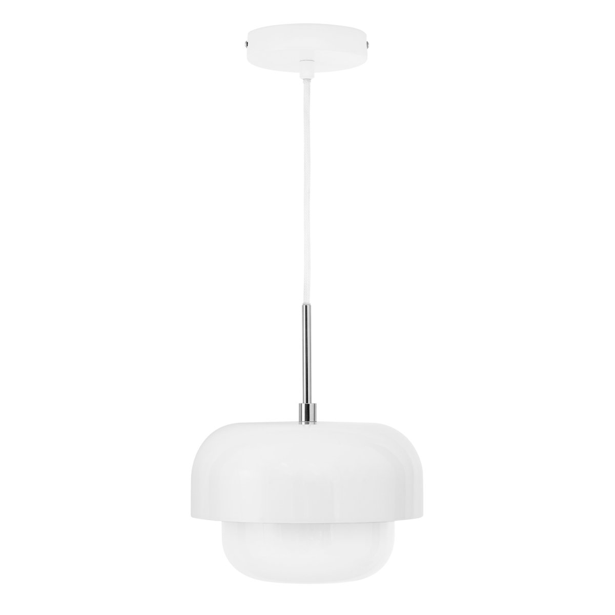 Haipot Ø23 Hvit Taklampe Fra Dyberg Larsen - Haipot-lampen har en elegant lampeskjerm i opalt glass og en hvit metallskjerm.
