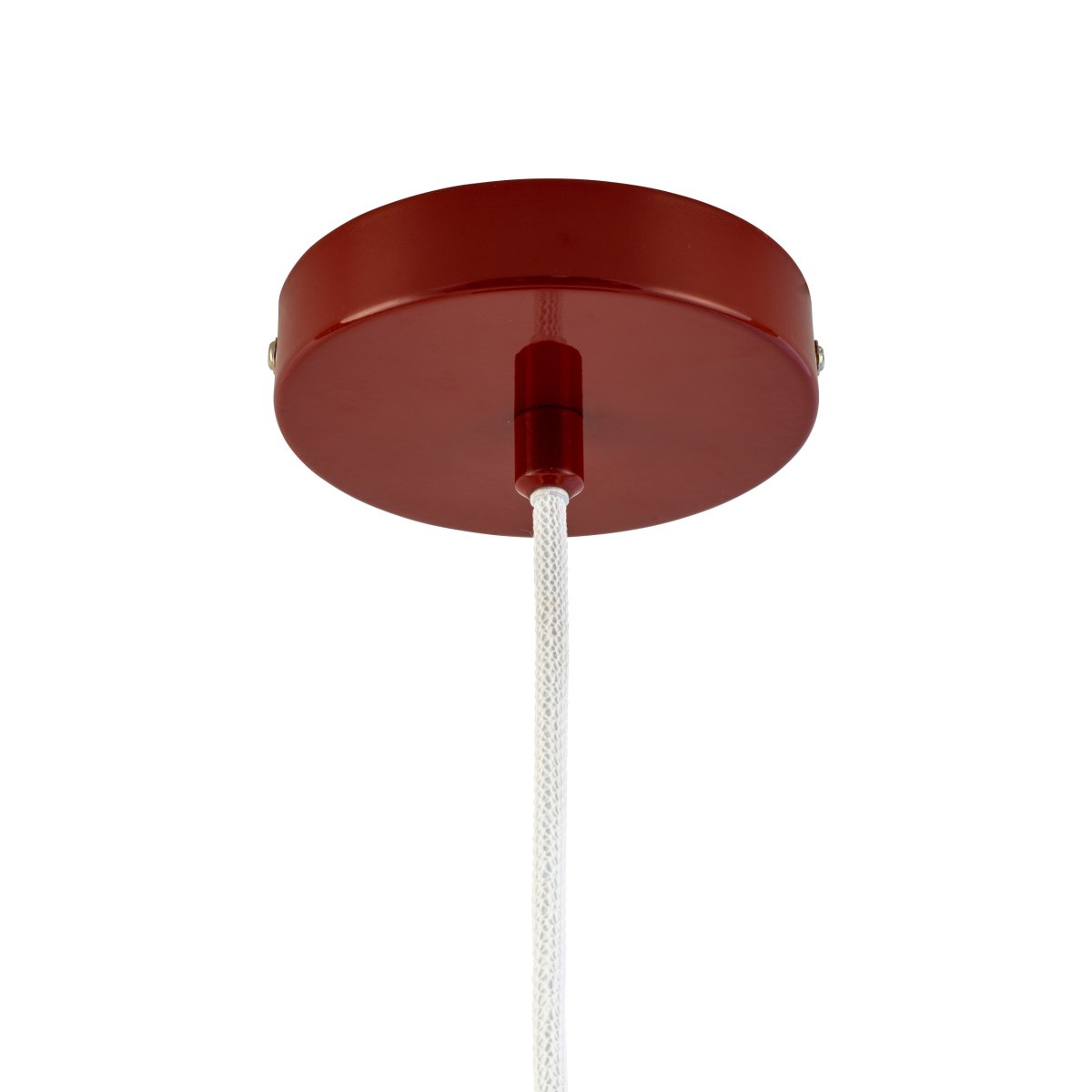 Haipot Ø23 Mørk rød Taklampe Fra Dyberg Larsen - Haipot-lampen har en elegant lampeskjerm i opalt glass og en dempet rød metallskjerm.