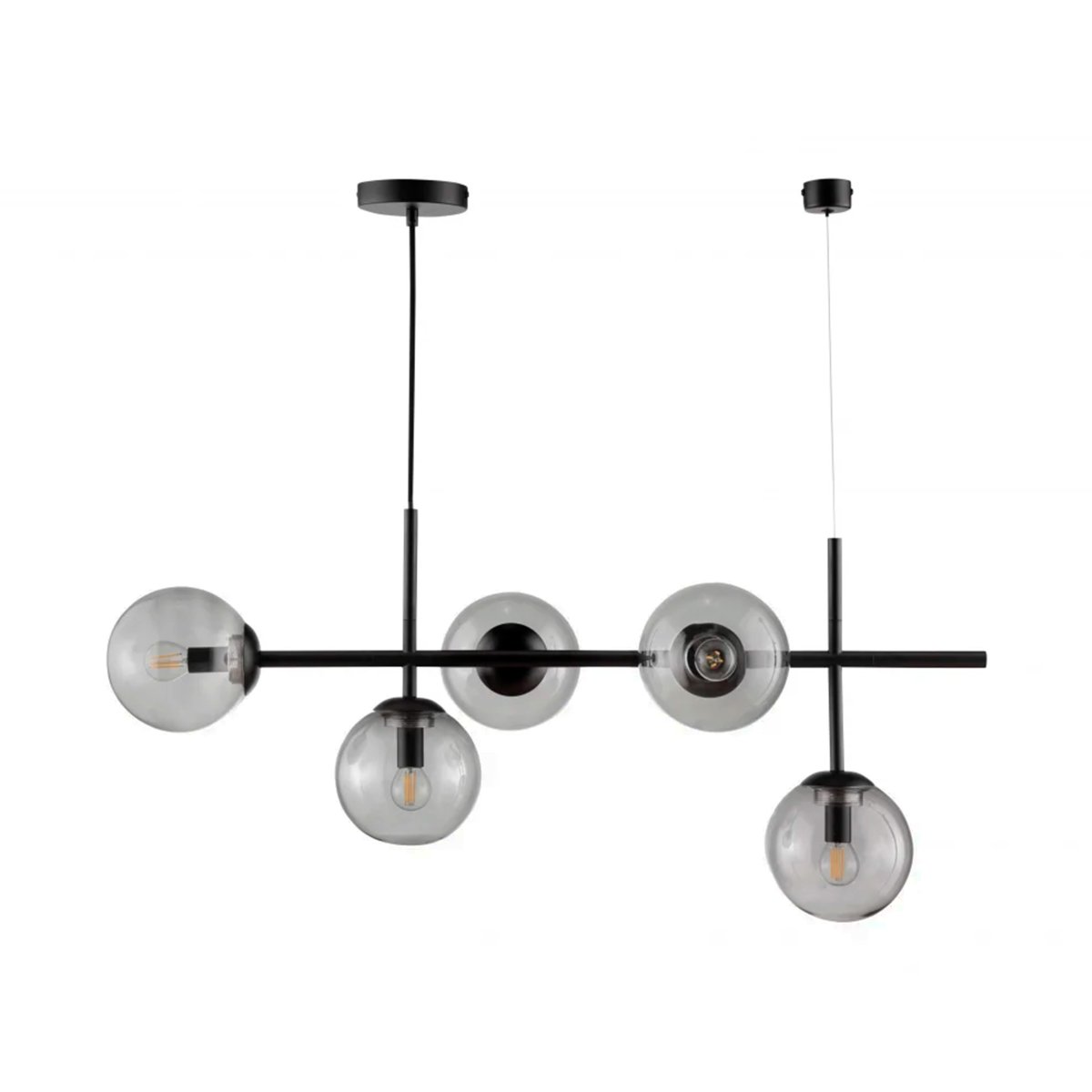 Como 93cm Svart Taklampe Fra Dyberg Larsen - Como er en elegant pendel med lange armer og fem lampeskjermer.
