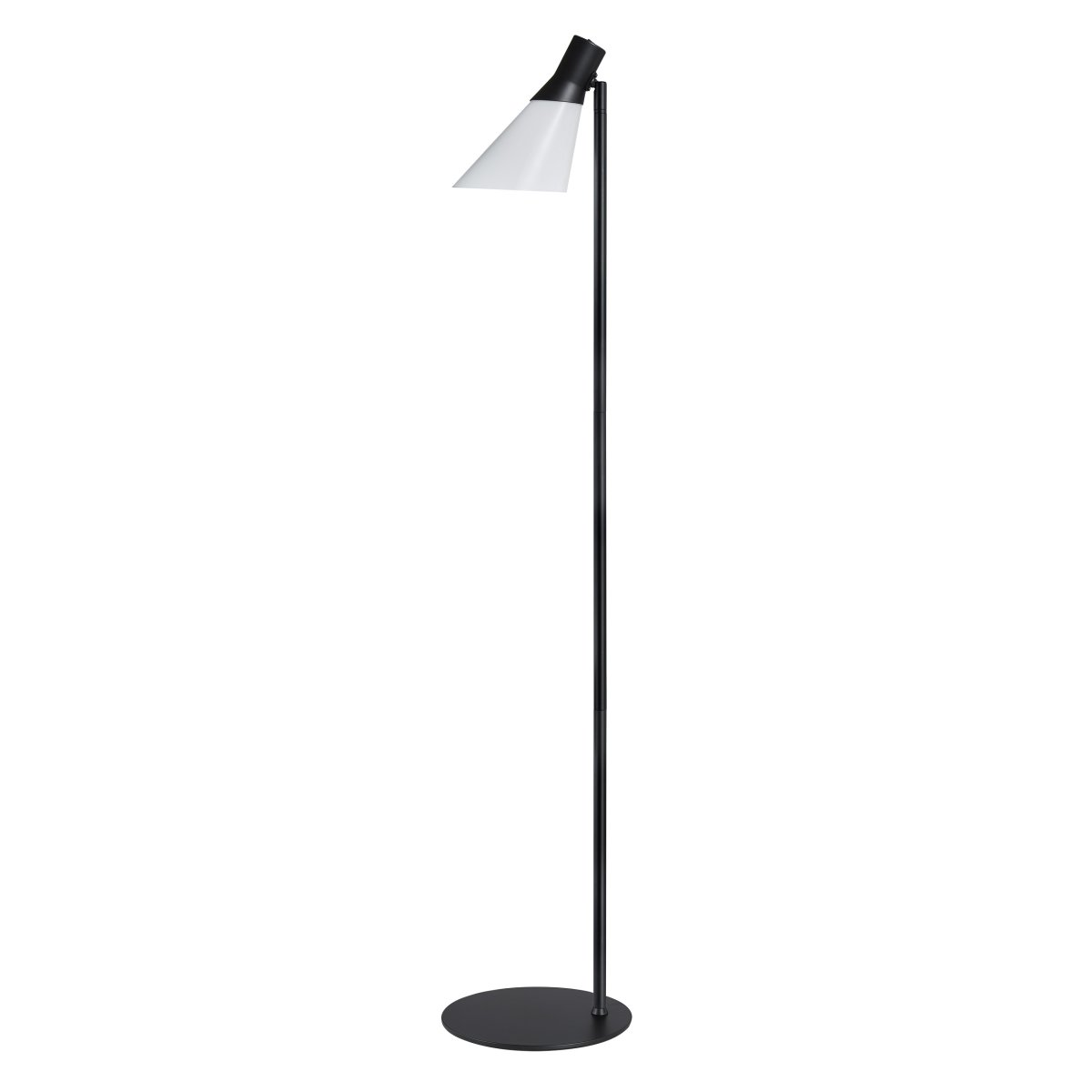 Gent Svart gulvlampe Fra Dyberg Larsen - Gent er en moderne og stilig gulvlampe med lampeskjerm laget av opalt glass i kombinasjon med sort metall.