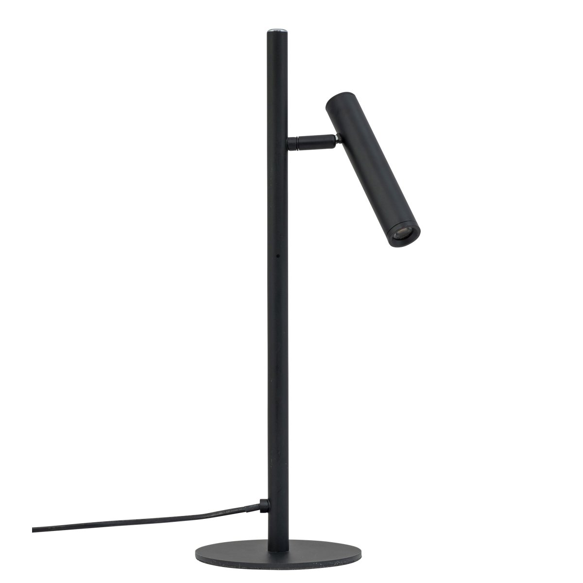Carlo 48cm Svart skrivebordslampe Fra Dyberg Larsen - Den har innebygget LED og en trinnløs dimmer som styres med en berøringsknapp.