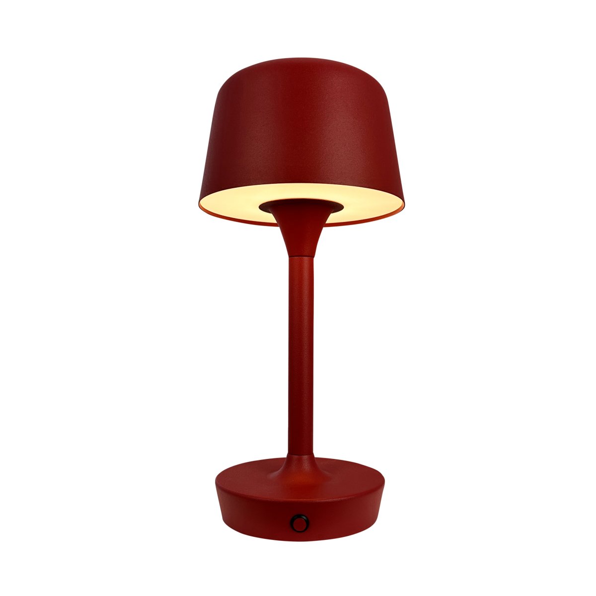 Flow 25cm Mørk rød bærbar Fra Dyberg Larsen - Lampen er av tre og lett å flytte, noe som gir frihet til å plassere den hvor som helst.