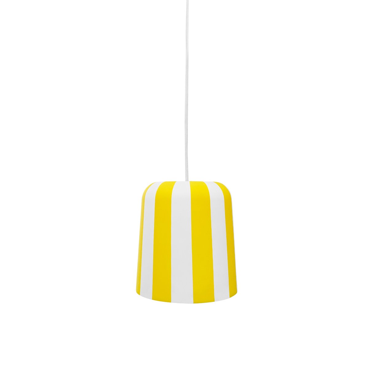 Gry Ø20 Gul Taklampe Fra Dyberg Larsen - Genom att ta igenk&auml;nnbara m&ouml;nster och s&auml;tta dem i en ny kontext ville hon skapa en lampa som f&aring;r m&auml;nniskor att le och ger en unik visuell upplevelse.