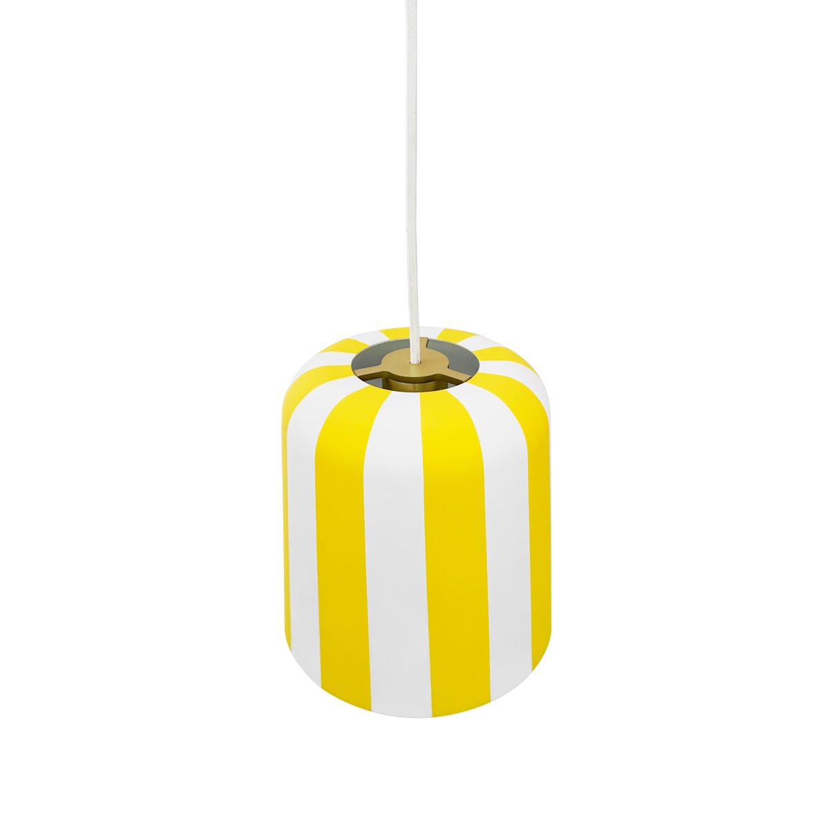 Gry Ø20 Gul Taklampe Fra Dyberg Larsen - Genom att ta igenk&auml;nnbara m&ouml;nster och s&auml;tta dem i en ny kontext ville hon skapa en lampa som f&aring;r m&auml;nniskor att le och ger en unik visuell upplevelse.