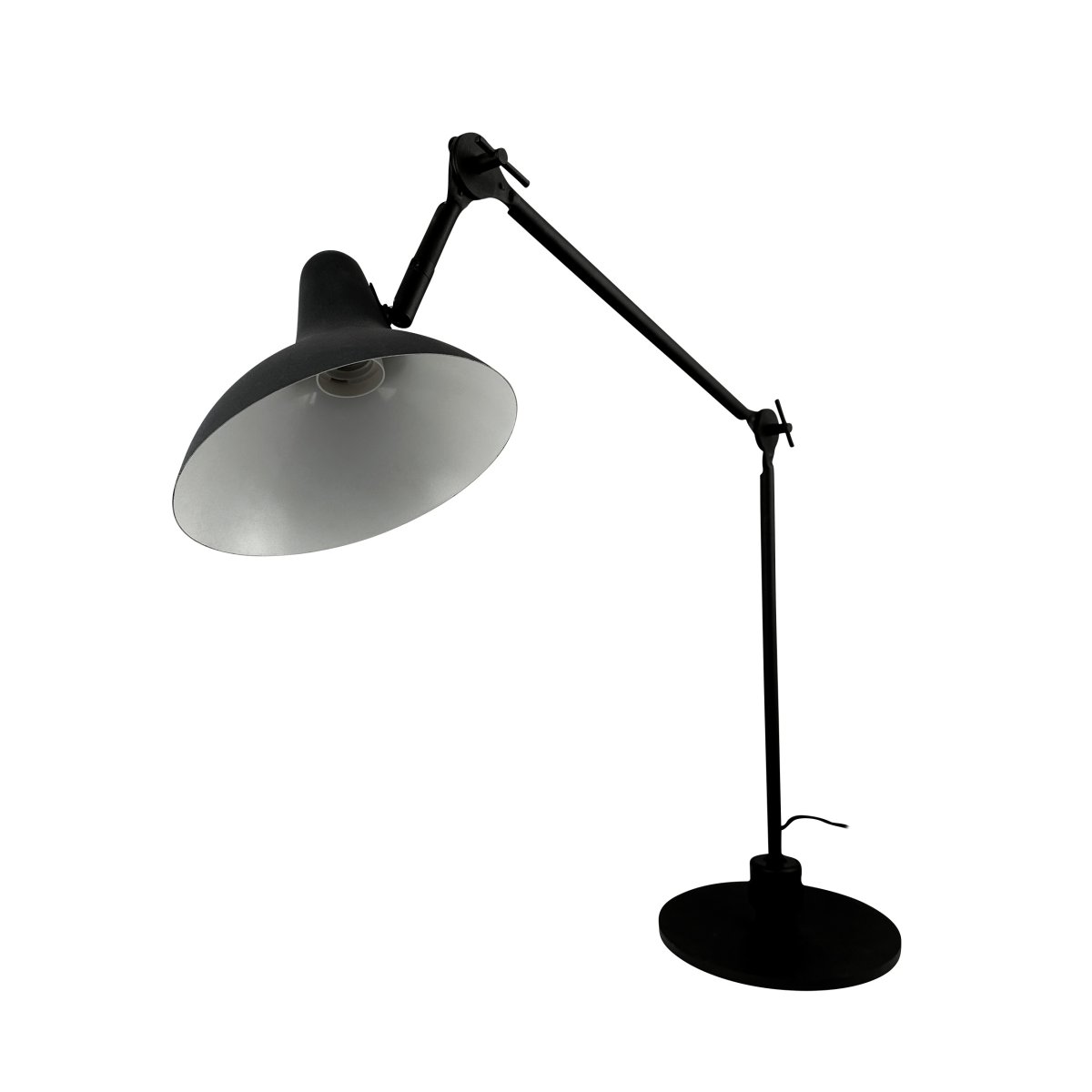 Lotus 85cm Svart skrivebordslampe Fra Dyberg Larsen - Med sin fleksible arm og justerbare skjerm kan du enkelt justere lyset etter behov, noe som gjør det perfekt for arbeidsområder eller klasserom.