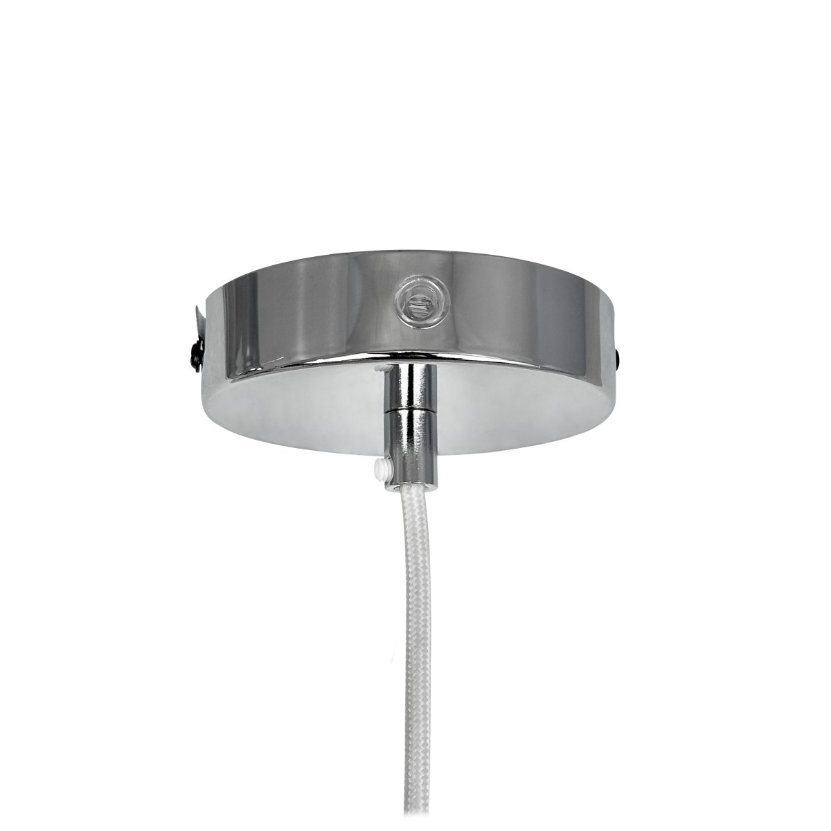 Nova Ø25 Krom Taklampe Fra Dyberg Larsen - Lampen har en rund form med en kuppel der den &oslash;vre delen er i kromfinish og den nedre delen i opalglass, som gir et mykt og behagelig lys.