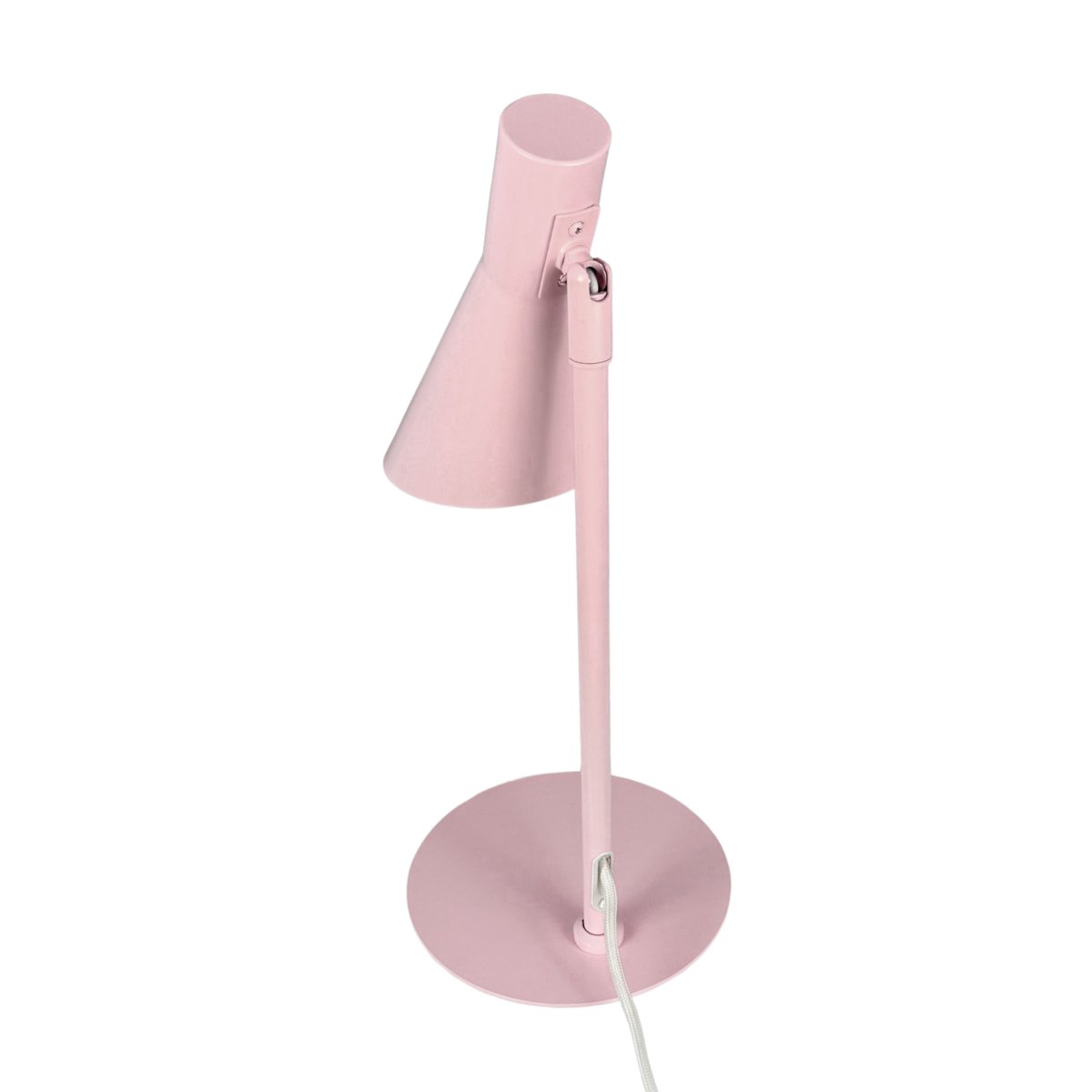 DL12 Mini 40cm Rosa skrivebordslampe Fra Dyberg Larsen - Den er utstyrt med en skjerm som kan både roteres og vippes, noe som gjør det enkelt å rette lyset etter behov.