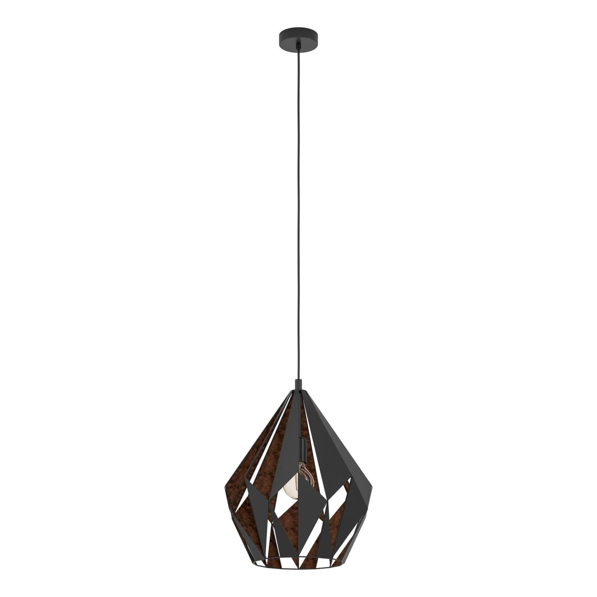 Carlton Ø38 Svart Taklampe Fra Eglo - Det svarte ytterstoffet er kombinert med et kobberfarget indre som gir et varmt og stemningsfullt lys.