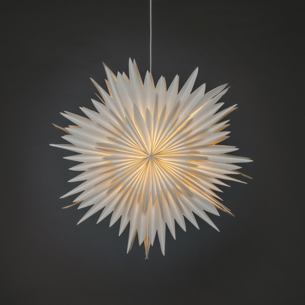 Star Ø80 Hvit Fra Konstsmide - Stjernen kommer med en praktisk ledningsholder og strømbryter for enkel av- og påkobling.