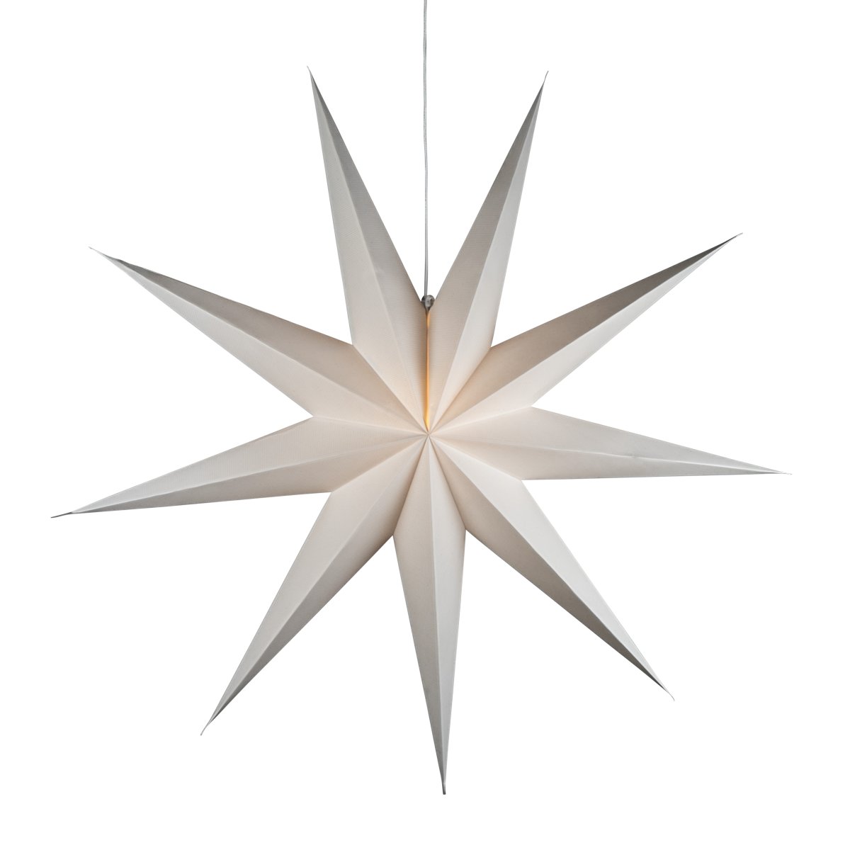 Papirstjerne Ø115 Hvit Fra Konstsmide - Det enkle, elegante designet sprer et mykt og behagelig lys som gir en harmonisk f&oslash;lelse i advent og jul.