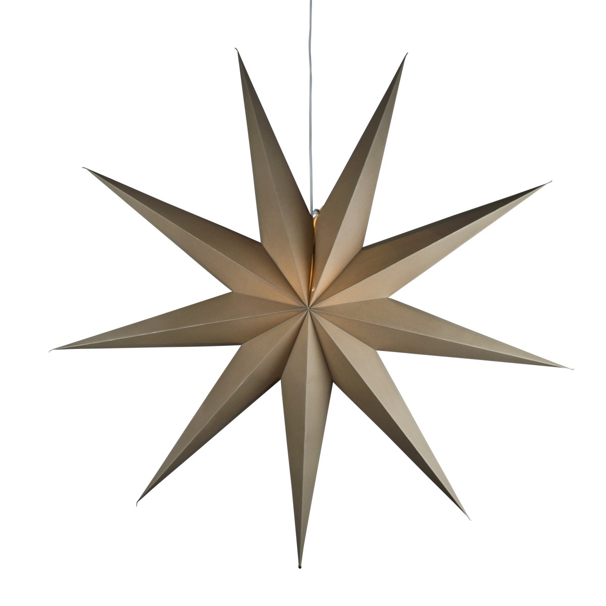 Papirstjerne Ø115 Beige Fra Konstsmide - Det enkle, elegante designet sprer et mykt og behagelig lys som gir en harmonisk f&oslash;lelse i advent og jul.