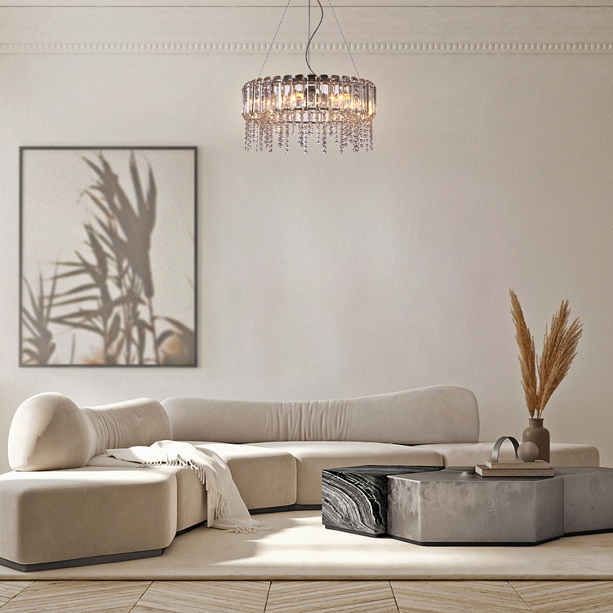 Hail Ø60 Krom krystall Fra Maytoni - Hail er en glitrende metalllysekrone med en elegant kromfinish.