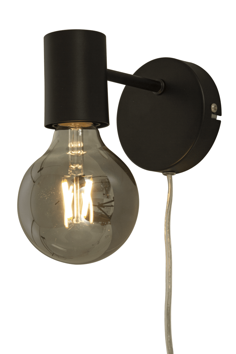 Strict 13cm Svart vegglampe Fra Aneta Lighting - Streng vegglampe i sortlakkert metall har et stilig design som enkelt kan varieres avhengig av; valg av lyspære.