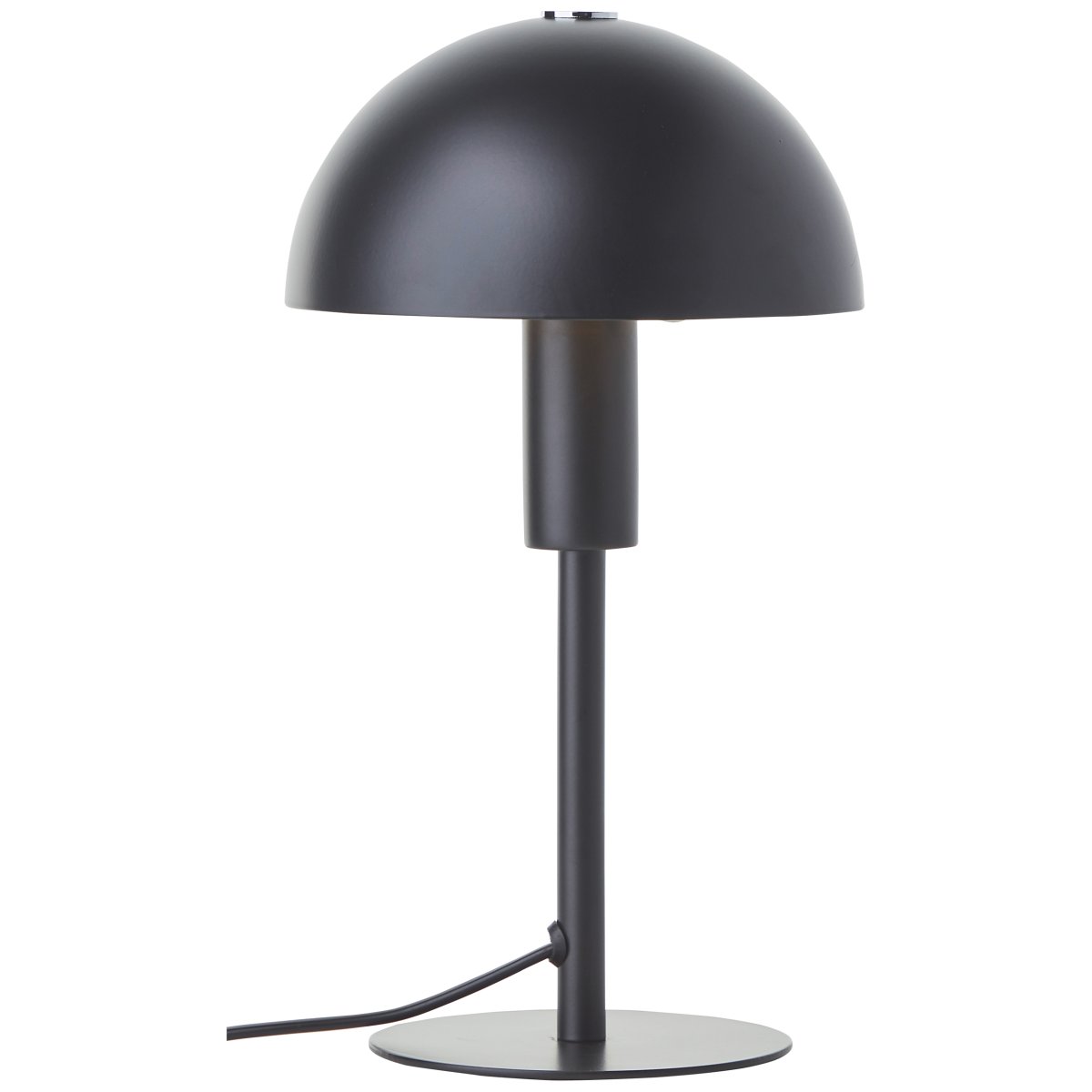 Petite 27cm Svart bordlampe Fra Brilliant - Den halvkuppelformede skjermen gir et fint og blendingsfritt lys i rommet.