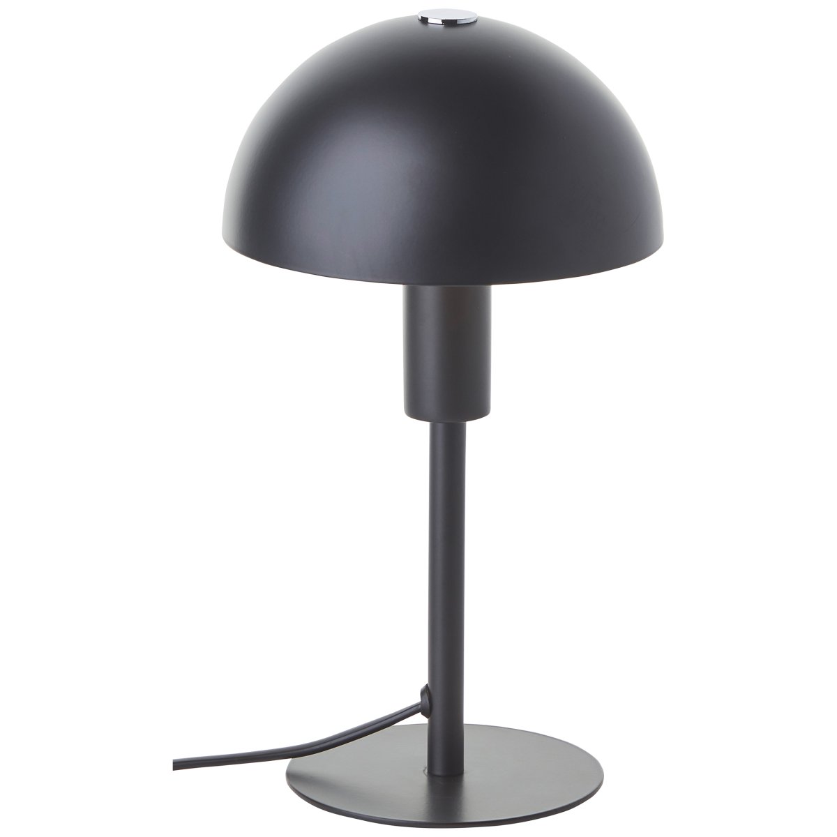 Petite 27cm Svart bordlampe Fra Brilliant - Den halvkuppelformede skjermen gir et fint og blendingsfritt lys i rommet.