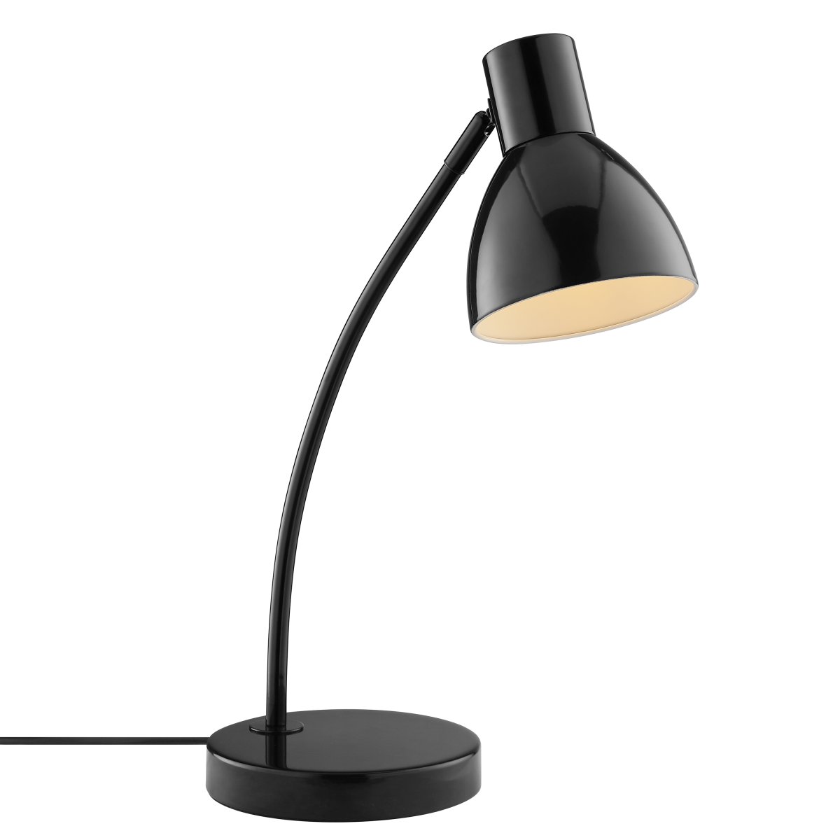 Jerry 43cm Svart skrivebordslampe Fra Brilliant - Det justerbare lampehodet gjør det enkelt å rette lyset akkurat dit det trengs – perfekt for et skrivebord, en lesekrok eller en arbeidsplass hjemme.