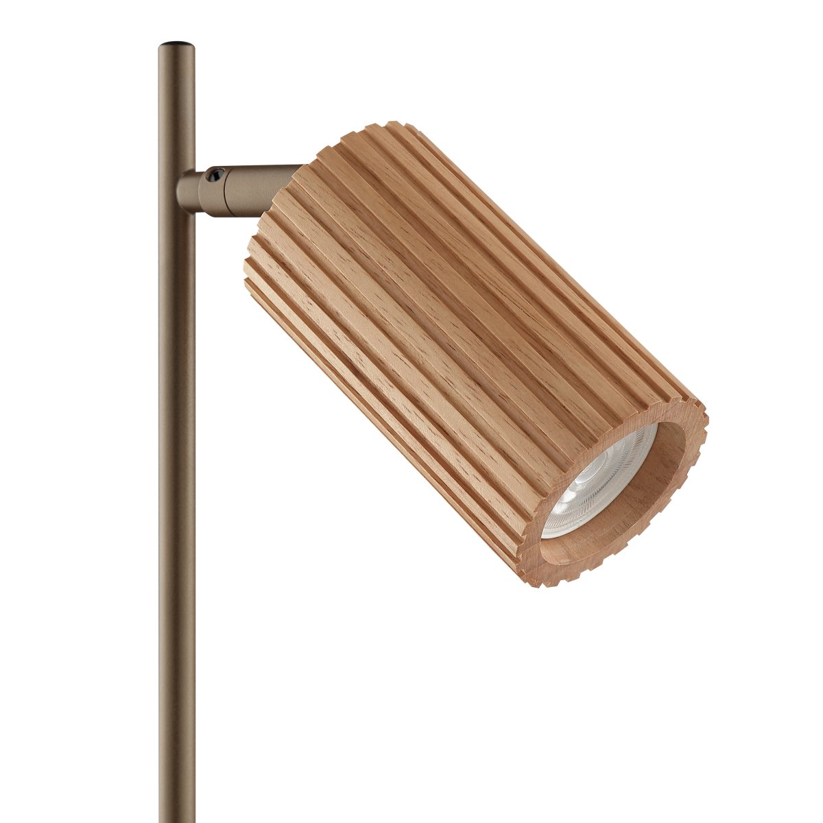 Lakewood 46cm Brun skrivebordslampe Fra Brilliant - Lakewood bordlampe kombinerer brunt metall med lyst, riflet treverk og skaper et varmt og naturlig uttrykk.