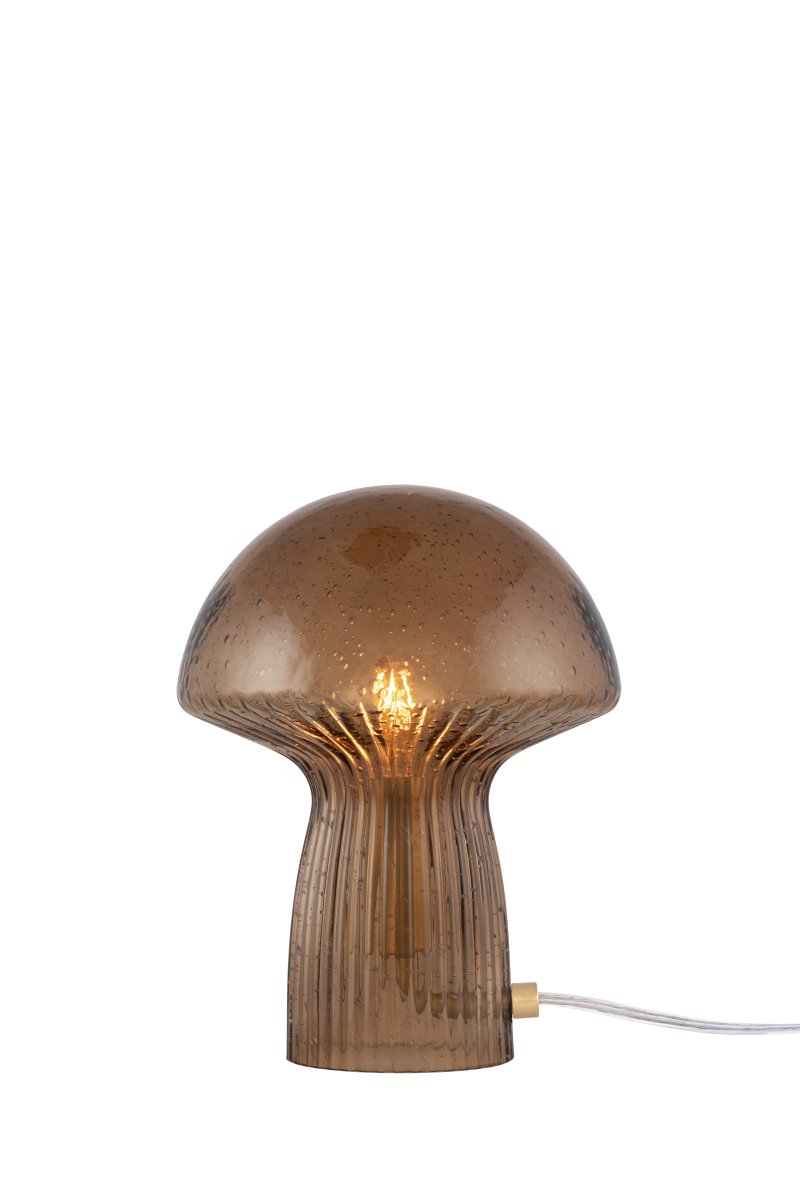 Fungo 20cm Brun bordlampe Fra Globen Lighting - Hver lampe er munnbl&aring;st og unik, noe som betyr at variasjoner i farge, glasstykkelse og antall bobler forekommer.