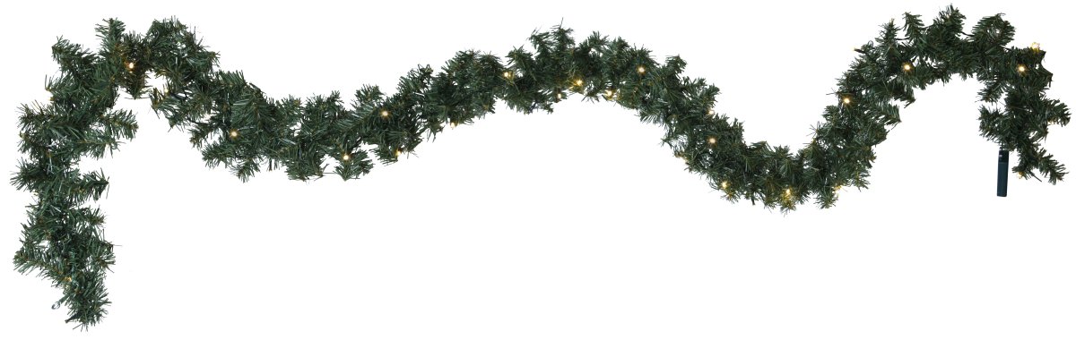 Canadian 250cm Grønn Fra Star Trading - Batteridrevet krans med 30 LED-lys.