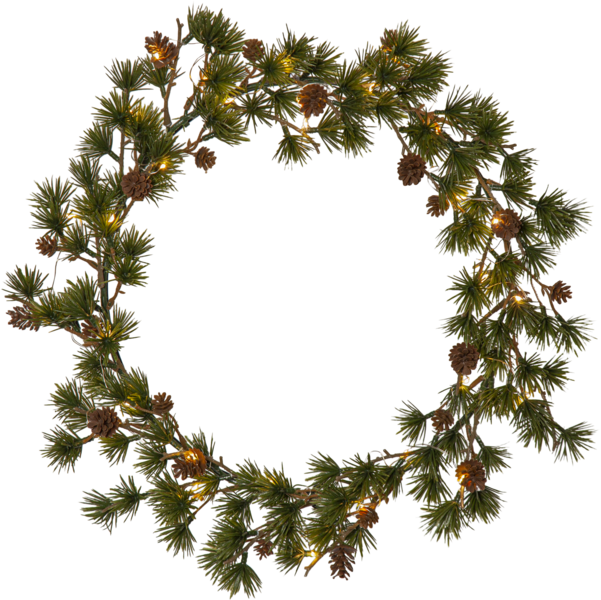 Larix Ø40 Grønn Fra Star Trading - Larix-kransen har lerklignende n&aring;ler og fett; kjegler, laget av PE-materiale, som er et godt milj&oslash;valg.