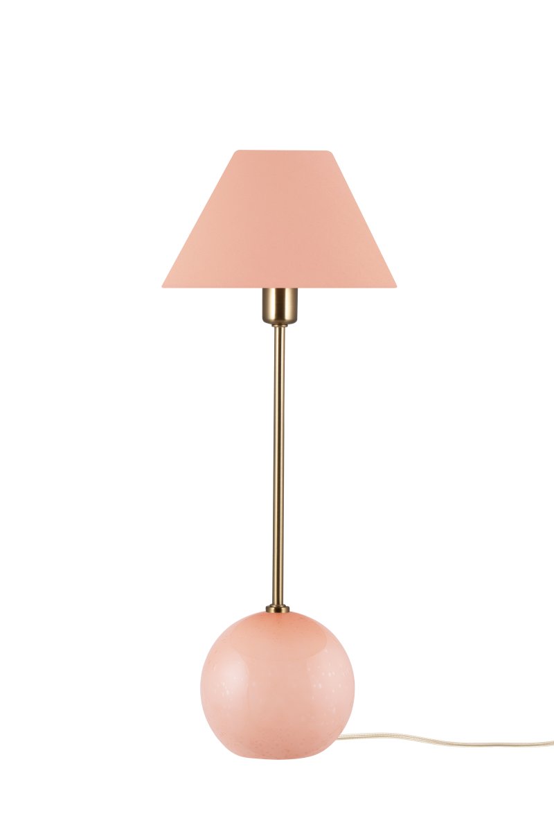 Iris 50cm Rosa bordlampe Fra Globen Lighting - V&aelig;r oppmerksom p&aring; at luftboblene i glasset varierer i st&oslash;rrelse og skaper et unikt m&oslash;nster for hver lampe, og det er derfor lampen du mottar kan avvike noe fra bildene.