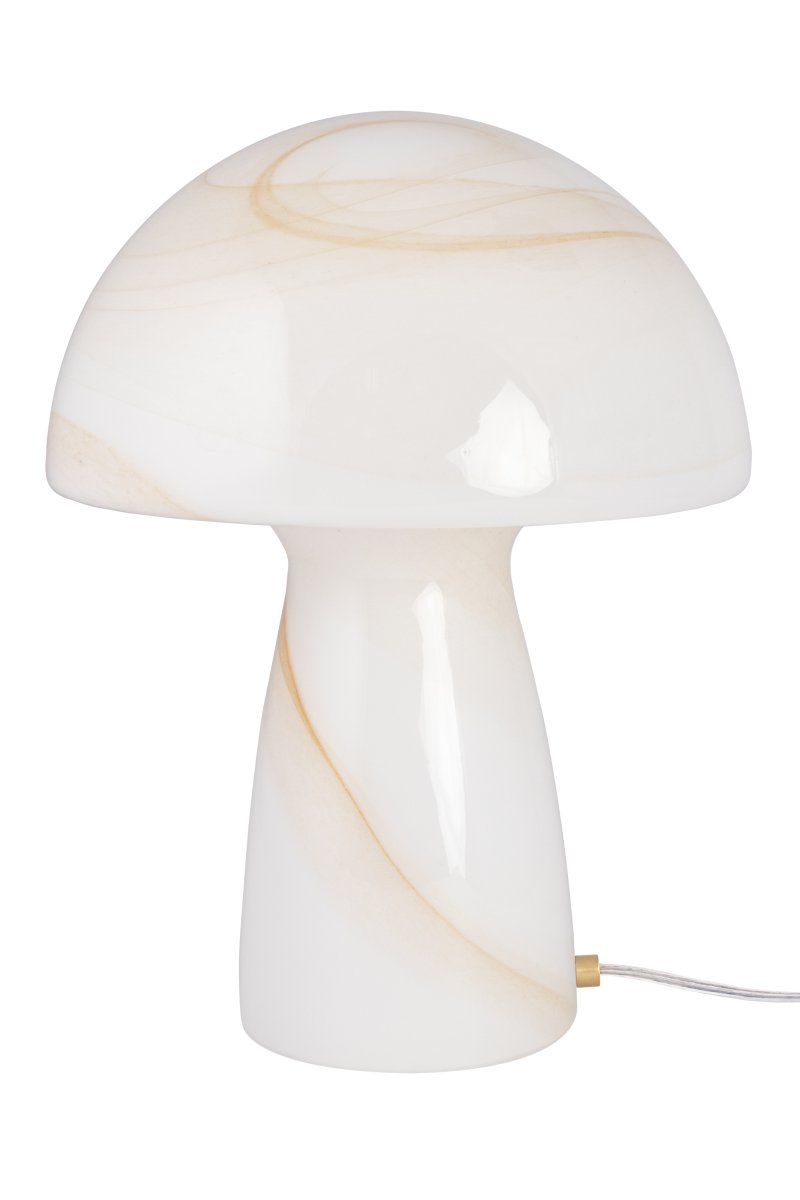 Fungo Swirl 42cm Beige bordlampe Fra Globen Lighting - Hver lampe er munnbl&aring;st og unik, noe som betyr at variasjoner i farge, glasstykkelse og m&oslash;nster forekommer.