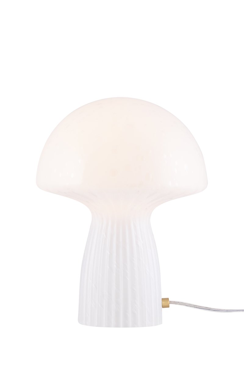 Fungo 30cm Hvit bordlampe Fra Globen Lighting - Hver lampe er munnbl&aring;st og unik, noe som betyr at variasjoner i farge, glasstykkelse og antall bobler forekommer.