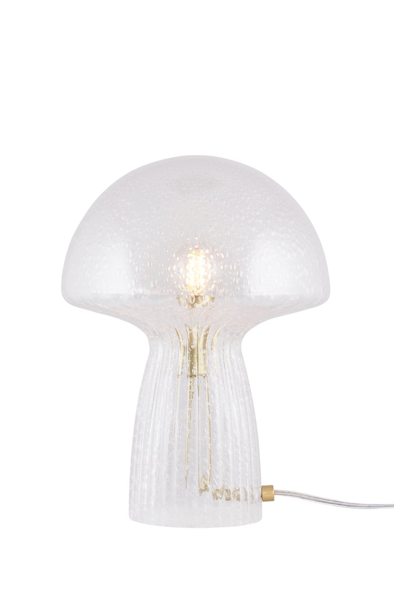 Fungo 30cm Gjennomsiktig bordlampe Fra Globen Lighting - Hver lampe er munnbl&aring;st og unik, noe som betyr at variasjoner i farge, glasstykkelse og antall bobler forekommer.