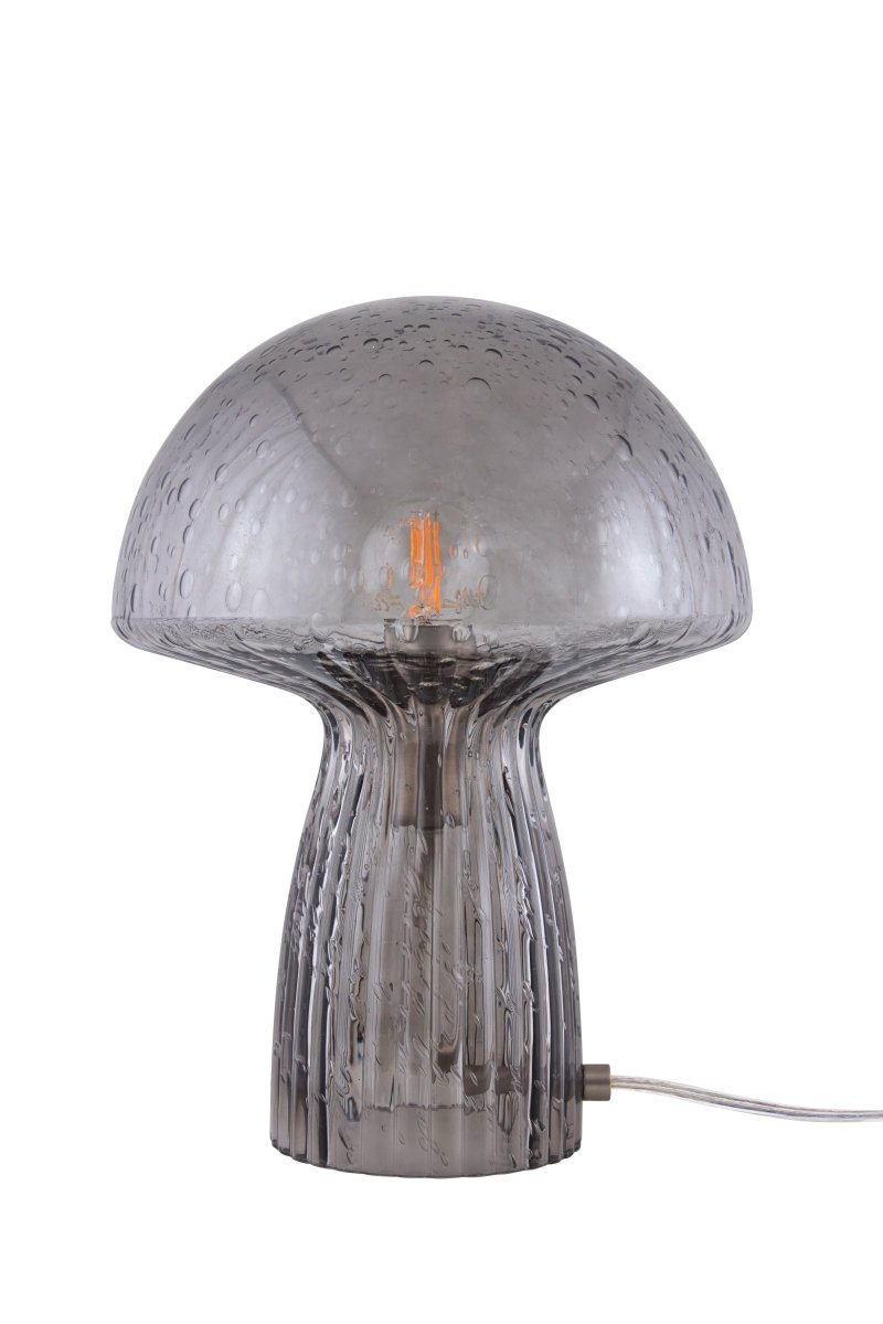 Fungo 30cm Røykfarget bordlampe Fra Globen Lighting - Hver lampe er munnbl&aring;st og unik, noe som betyr at variasjoner i farge, glasstykkelse og antall bobler forekommer.