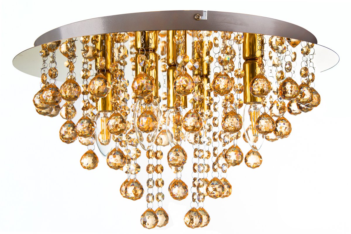 London Ø46 Gull plafond Fra Globo Lighting - London &auml;r en elegant plafond i guld med dekorativa prismor.