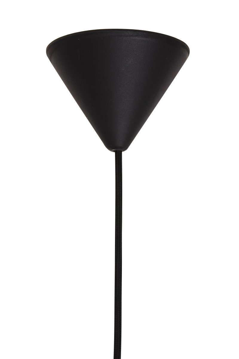 Cobbler Ø25 Brun Taklampe Fra Globen Lighting - Lampen har en 120 cm lang svart tekstilledning og en svart takkopp i plast.