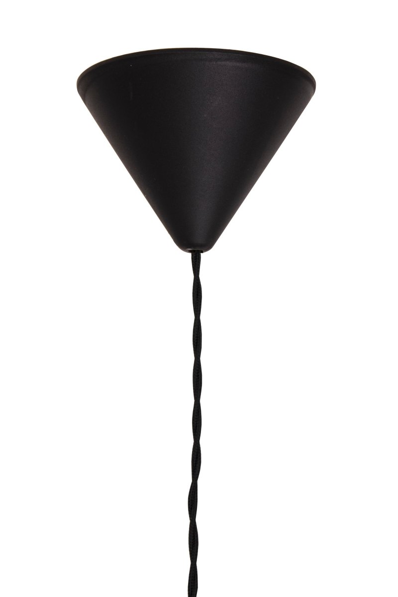 Nog Ø25 Røykfarget Taklampe Fra Globen Lighting - Nog har en 120 cm lang svart tvunnet tekstilkabel og en takkopp i sort plast.
