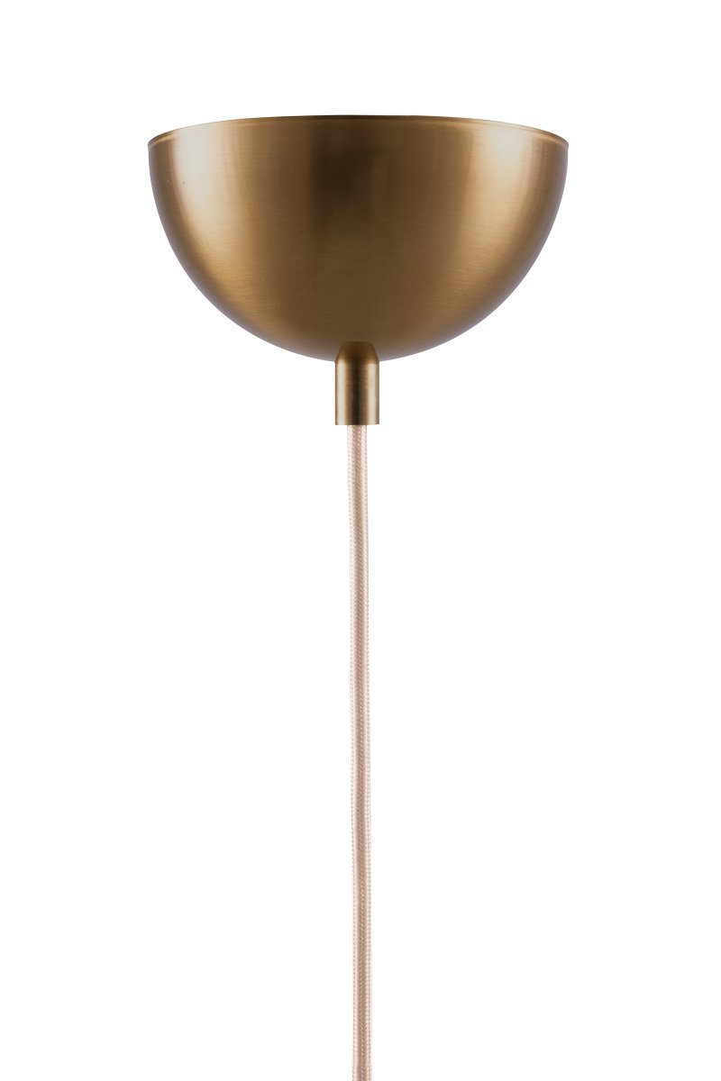 Iris Ø50 Kremhvit Taklampe Fra Globen Lighting - Iris er en elegant takpendel i jern med messingfinish og en håndlaget tekstilskjerm i kremfarget bomull.