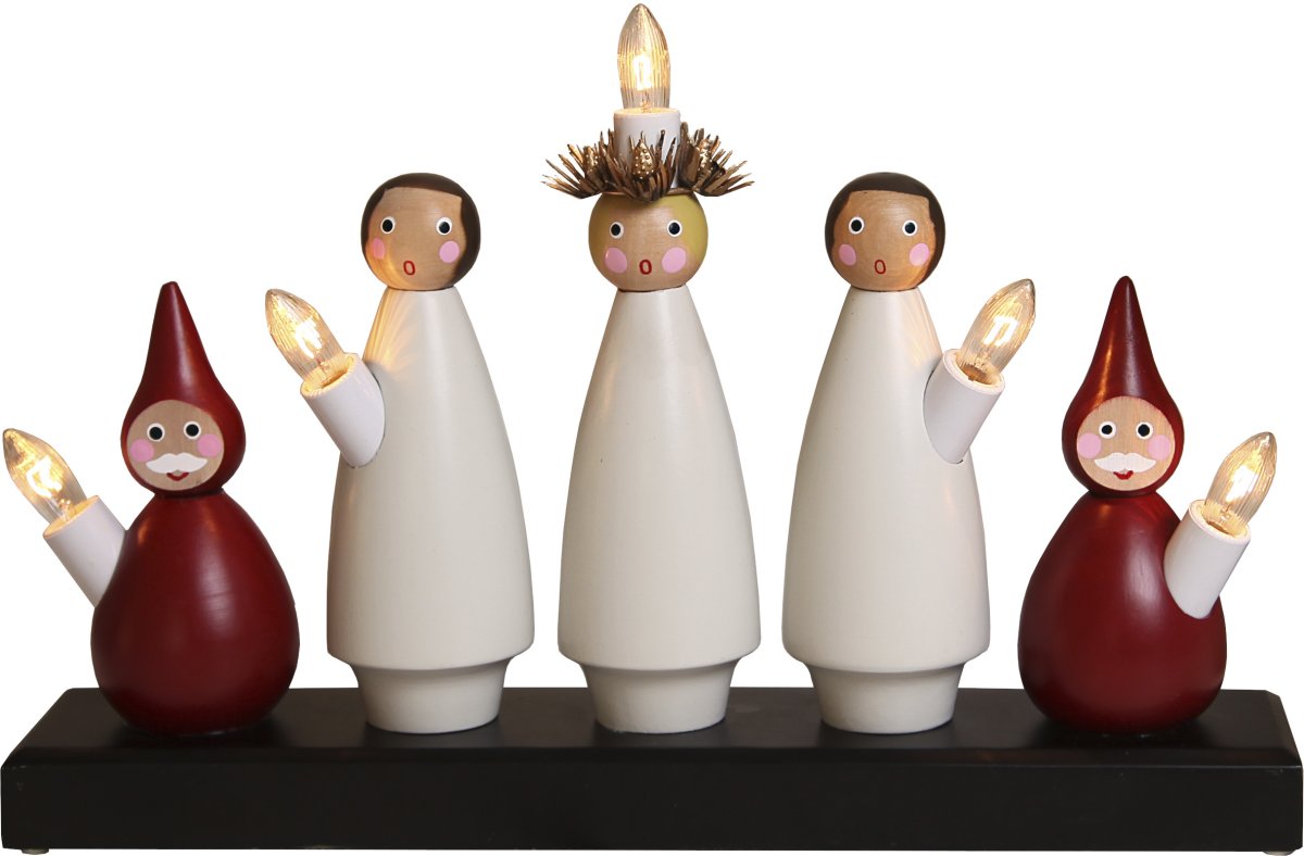Lucia Choir Flerbruk Fra Star Trading - Lysestaken er h&aring;ndmalt, noe som kan gi forskjeller og merker som ikke kan unng&aring;s.