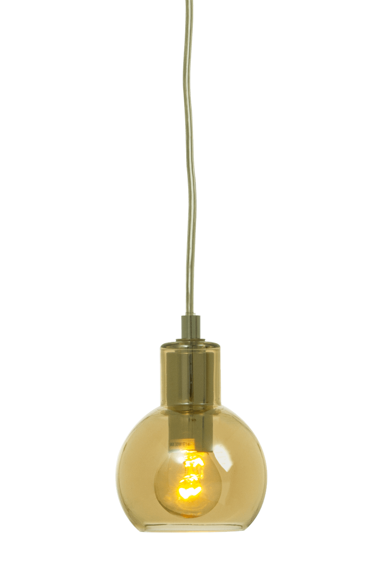 Leah Ø10 Rav vinduslampe Fra Aneta Lighting - Den ravfargede glassskjermen gir et varmt og behagelig lys, mens kromdetaljene skaper en moderne kontrast.