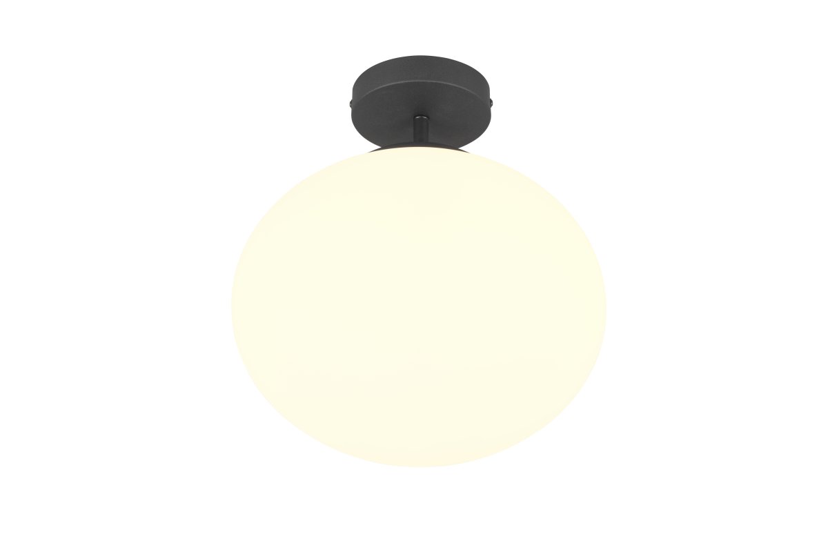 Fomento Ø30 Svart plafond Fra Trio Lighting - Kombinasjonen av matt sort og hvitt glass skaper en følelse av luksus og raffinement.