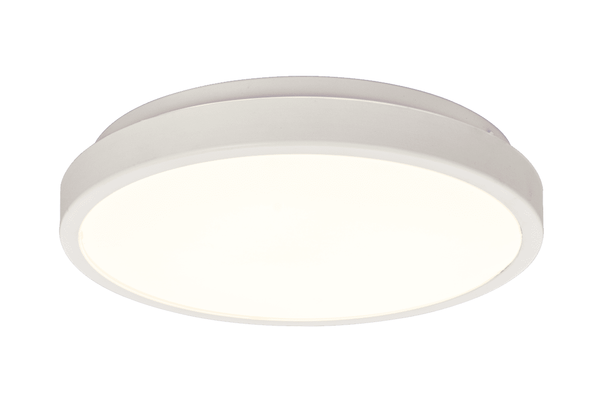Anillo Ø30 Hvit plafond Fra Aneta Lighting - Anillo taklampe i hvitlakkert metall og hvit plast er formet som en flat sirkel i fargen hvit.