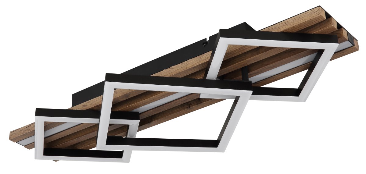 Obrien 60cm Tre plafond Fra Globo Lighting - Takf&auml;stet som efterliknar akustikpanel i kombination med de mattsvarta detaljerna i metall bidrar med industriell k&auml;nsla till rummet.