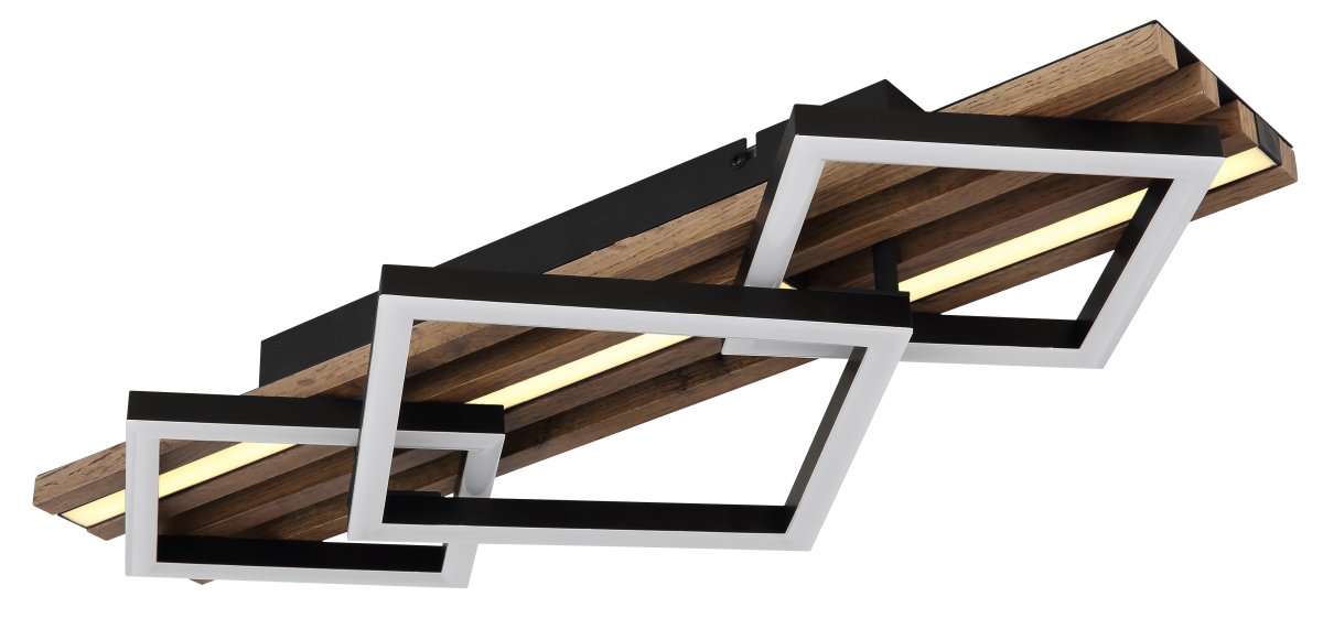 Obrien 60cm Tre plafond Fra Globo Lighting - Takf&auml;stet som efterliknar akustikpanel i kombination med de mattsvarta detaljerna i metall bidrar med industriell k&auml;nsla till rummet.