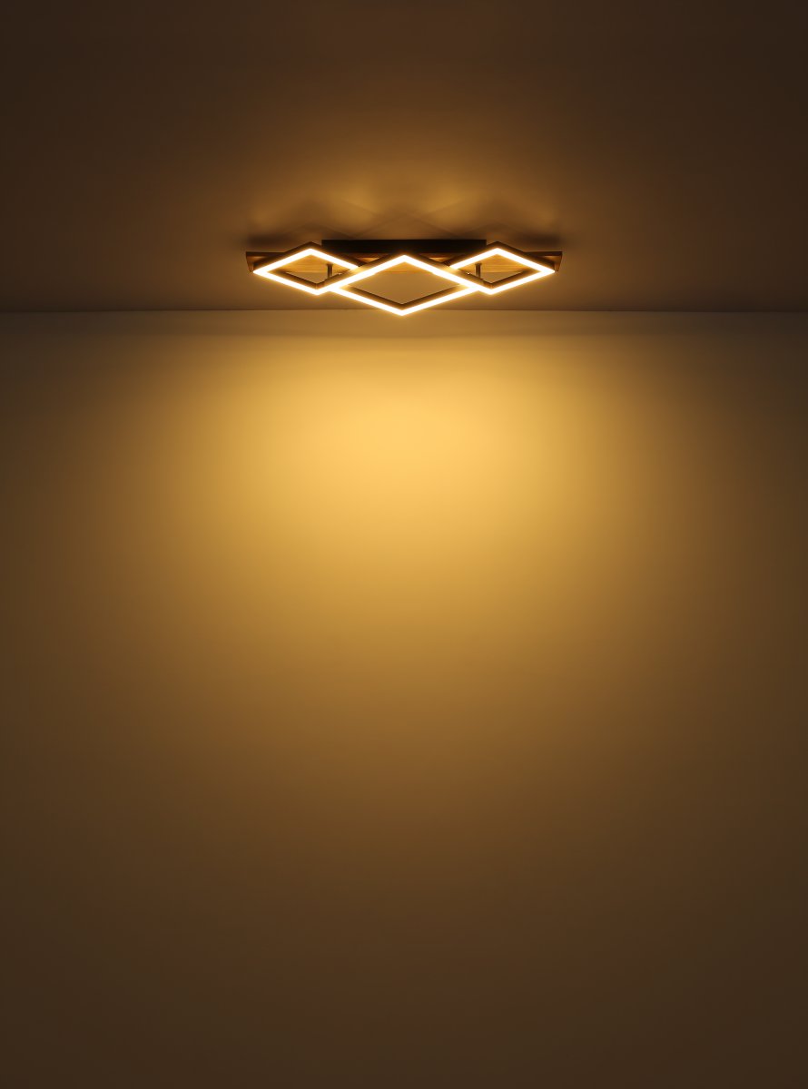 Obrien 60cm Tre plafond Fra Globo Lighting - Takf&auml;stet som efterliknar akustikpanel i kombination med de mattsvarta detaljerna i metall bidrar med industriell k&auml;nsla till rummet.