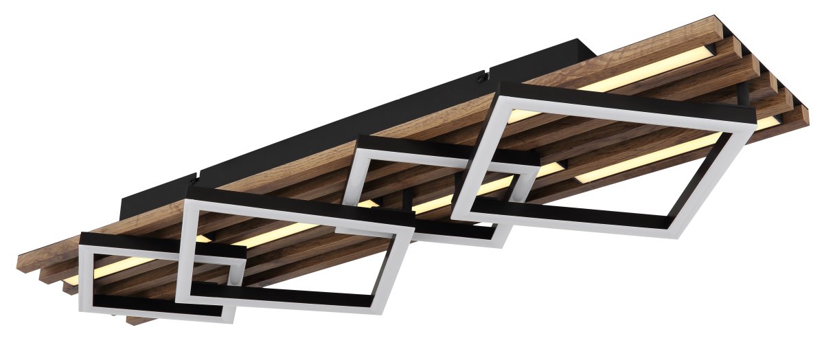 Obrien 82cm Tre plafond Fra Globo Lighting - Takf&auml;stet som efterliknar akustikpanel i kombination med de mattsvarta detaljerna i metall bidrar med industriell k&auml;nsla till rummet.