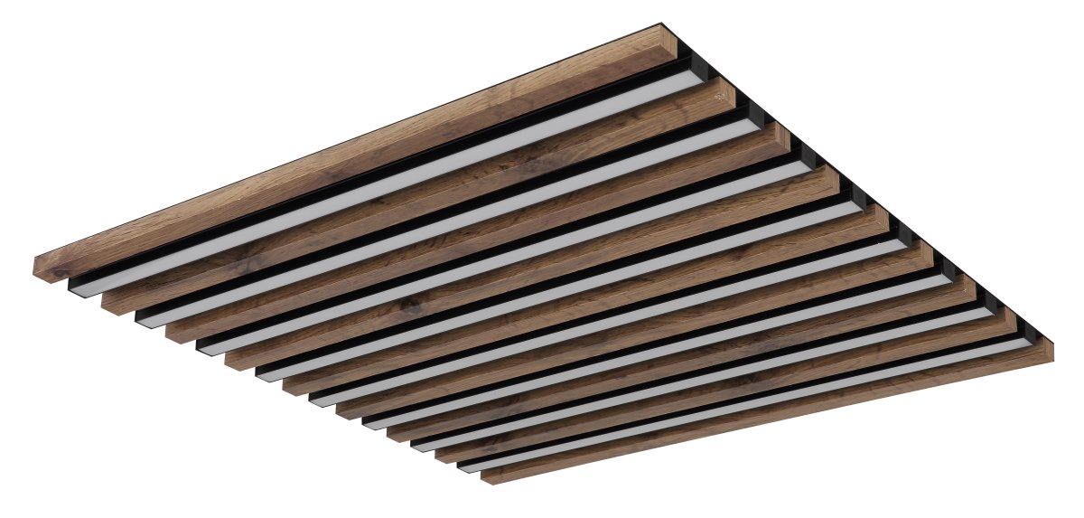 Hayden 60cm Tre plafond Fra Globo Lighting - Den kvadratiska plafonden Hayden &ouml;vertalar med sin moderna akustikpanel-look och bidrar med en h&auml;rlig ljusspridning i rummet.