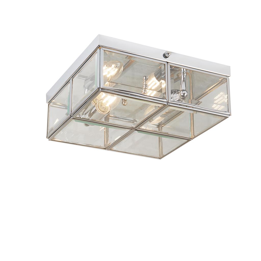Pisa 25cm Krom plafond Fra Searchlight - De firkantede panelene i polert krom og klart glass skaper et spennende lysspill og et interessant design som tiltrekker seg oppmerksomhet uten &aring; ta over rommet.