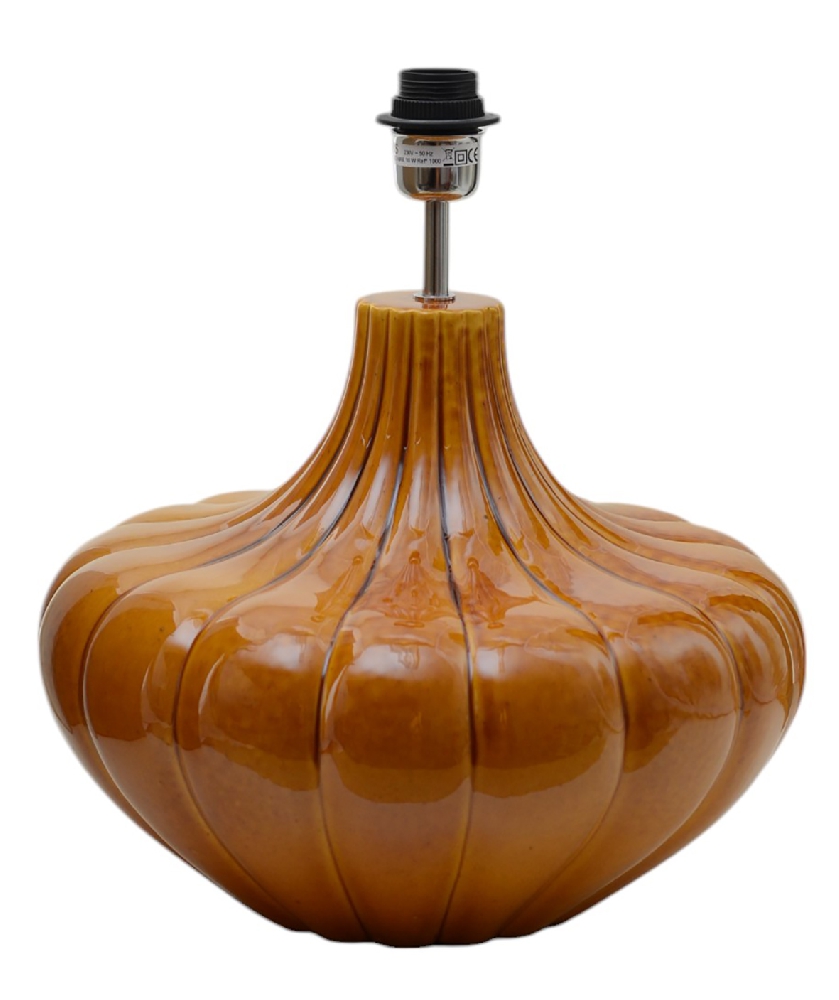 Harmony 40cm Mörkgul lampefot Fra Hallbergs - Harmony lampfot &auml;r en dekorativ lampfot i keramik med en mjuk, rundad form och vackert r&auml;fflad struktur.