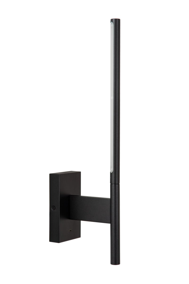 Finan 48cm Svart vegglampe Fra Lucide - Det smale røret, laget av høykvalitets aluminium, rommer en LED-lyskilde som avgir en varm hvit glød.