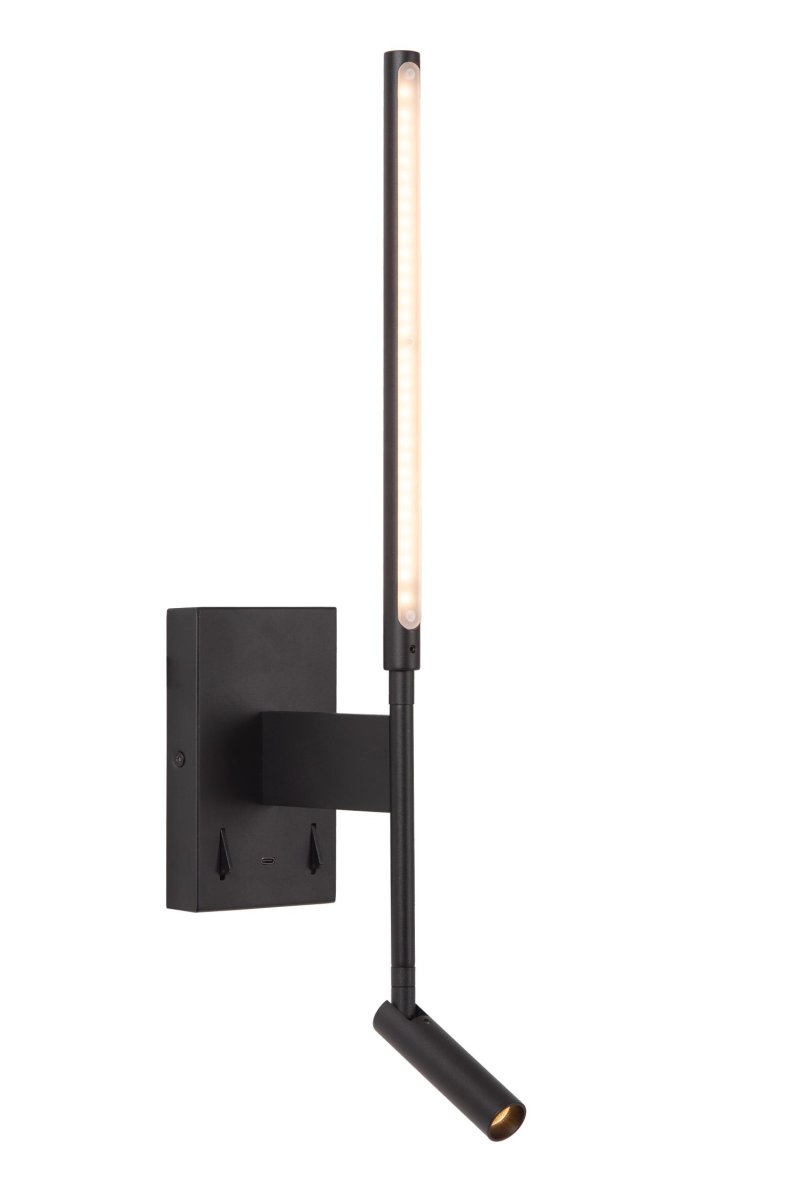 Finan Svart leselampe Fra Lucide - Unike produktegenskaper:Med integrert LED-lyskildeUtstyrt med varmt hvitt lys (2700K)Lampen kan vippes (vertikalt) med lampenmed lampen.